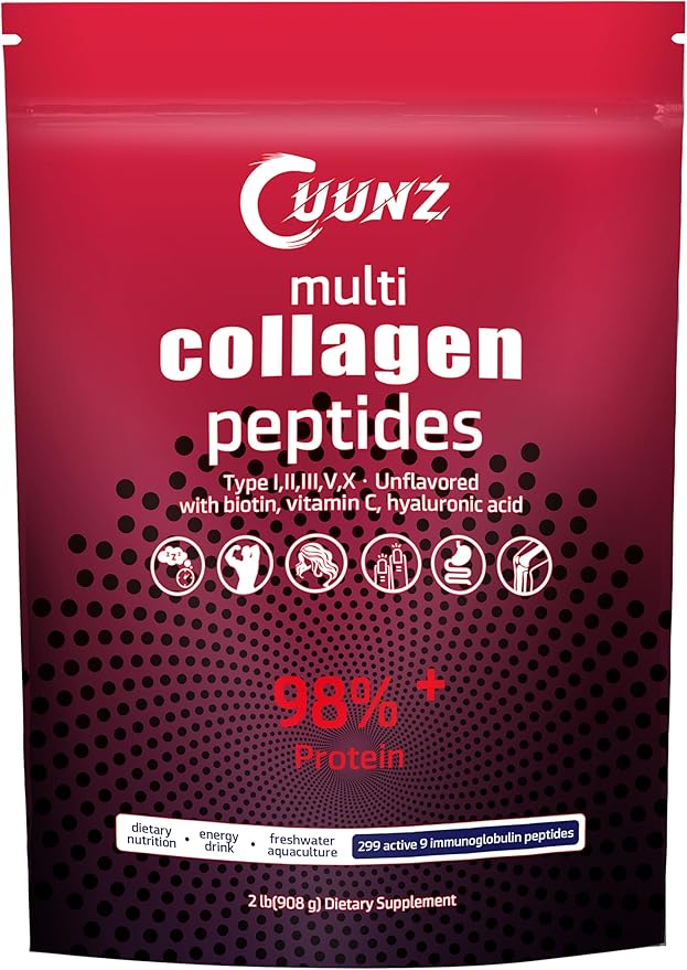 Multi Collagen Protein Powder - Type I,II,III,V,X with Biotin, Hyaluronic Acid, Vitamin C - Unflavored Collagen Peptides Supplements(Multi Collagen Peptides 2lb)