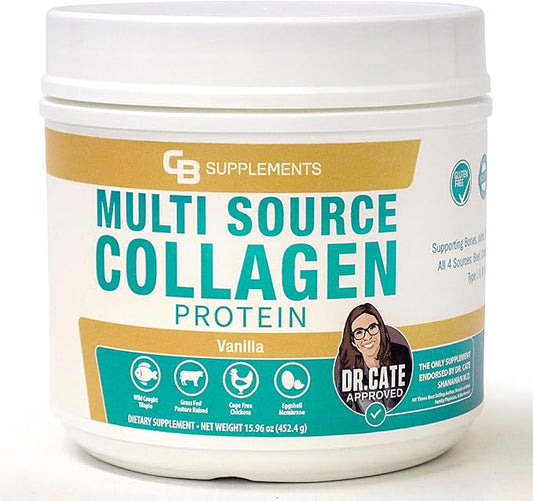 Multi Collagen Protein – Hydrolyzed Collagen for Joint, Skin, Gut, Hair & Nail Health – Vanilla Flavored Powder with Types I, II, III, V & X – Grass-Fed & Clean – 58 Servings
