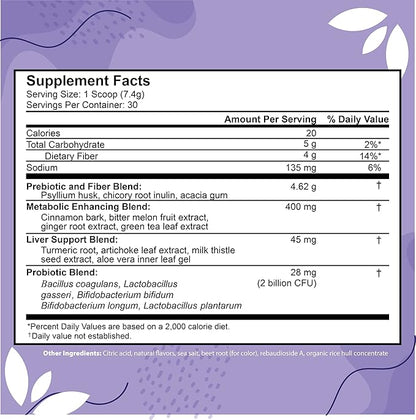 ColonSweep - Strawberry Flavored Probiotic Psyllium Husk Powder Colon Cleanser,7.8 oz. Gluten Free Fiber Supplement Support for Gut Health - Safe Colon Cleanse for Bloating Relief & Detox- 30 Servings