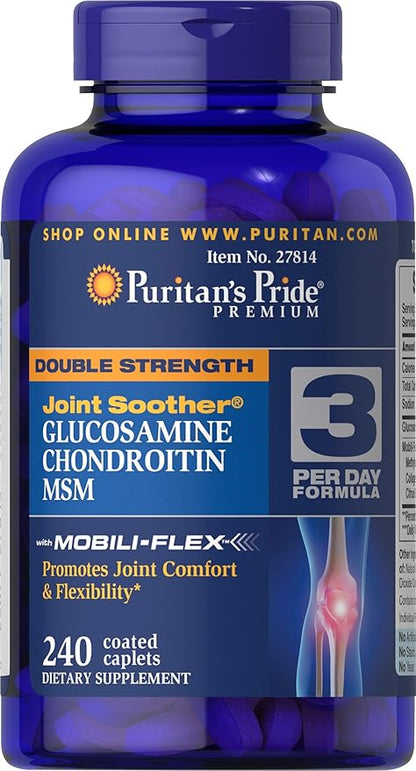 Puritan's Pride Glucosamine Chondroitin MSM Dietary Supplement for Joint Health, 240 Coated Tablets