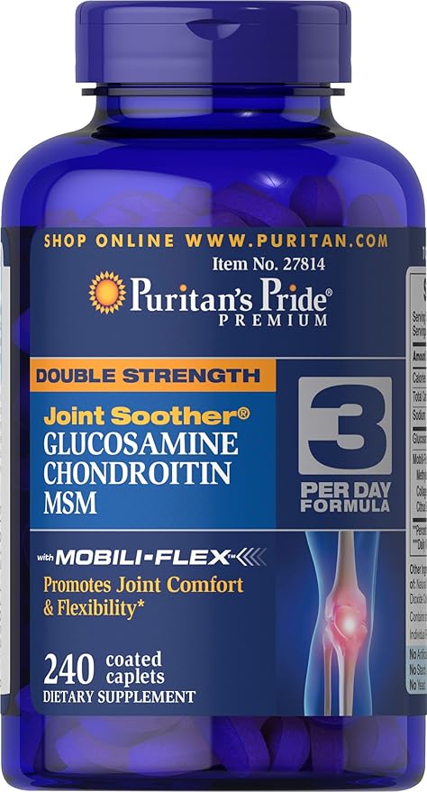 Puritan's Pride Glucosamine Chondroitin MSM Dietary Supplement for Joint Health, 240 Coated Tablets