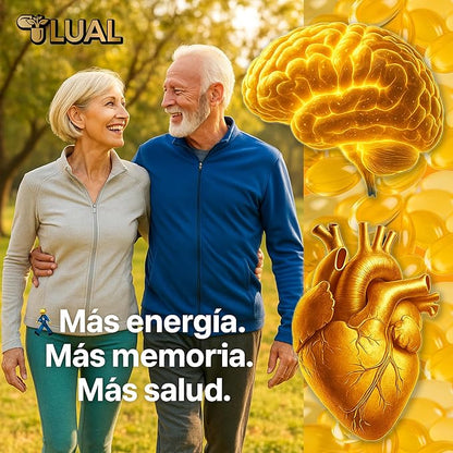 LUAL Omega-3 Fish Oil 2000mg with Vitamin D3 1,000 IU – Supports Eye, Brain, Bone and Heart Health – Lemon Flavor – 120 Softgels