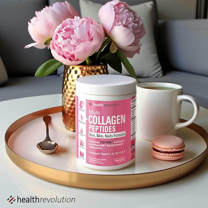Multi Collagen Protein Powder, Type I, II, III, V, X - 5 Hydrolyzed Collagen Peptides, Skin, Hair, Nails & Joints, Triple Refined for Easy Mixing, 99% Absorption Rate, Non-GMO, Gluten-Free, Unflavored