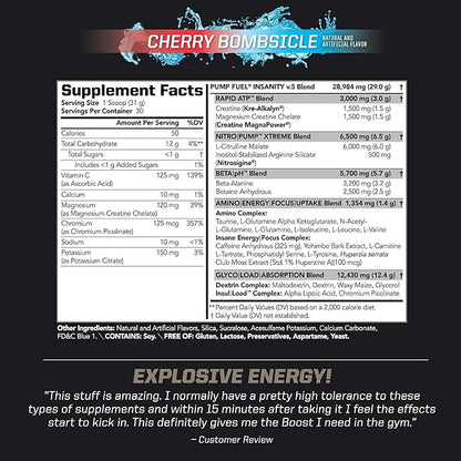 PMD Sports Ultra Pump Fuel Insanity - Pre Workout - Cherry Bombsicle (30 Servings) Sports Omega Cuts Elite Thermogenic Fat Burner (90 Softgels)