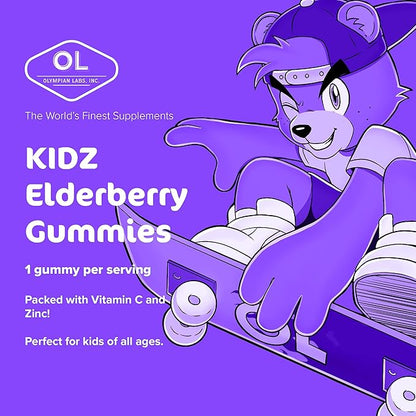 Olympian Labs Kid's Elderberry Gummies | Packed with Vitamin C and Zinc | 60 Count