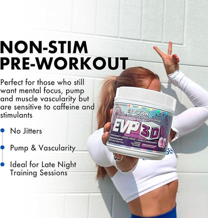 Evogen EVP-3D | Extreme Pre-Workout Pump Ignitor, Arginine Nitrate, Citrulline, Beta-Alanine, Lions Mane (Grape Cotton Candy)