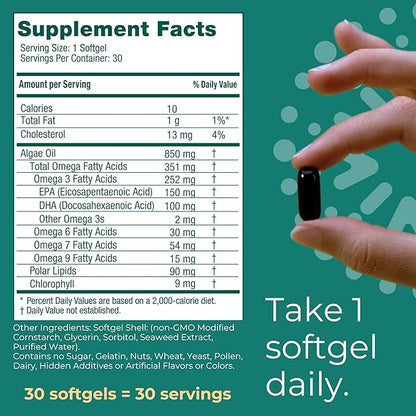 Iwi Omega-3, 30 Softgels (30 Servings), Vegan Plant-Based Algae Omega 3 with EPA + DHA, Whole-Body Support Dietary Supplement, Krill & Fish Oil Alternative, No Fishy Aftertaste