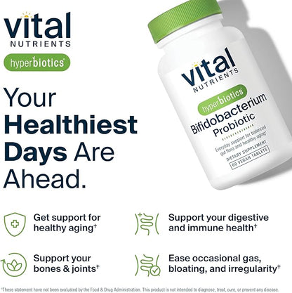 Hyperbiotics Vital Nutrients Bifidobacterium Probiotic | 7 Targeted Strains | Supports Immune and Digestive Health for Older Adults | Shelf-Stable | Vegan | 60 Tablets