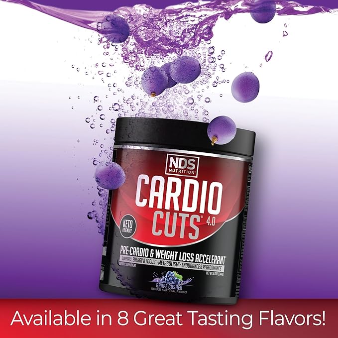NDS Nutrition 4.0 Pre Workout Supplement - Advanced Weight Loss and Pre Cardio Formula with L-Carnitine, CLA, MCTs, L-Glutamine, and Safflower Oil - Grape (40 Servings)