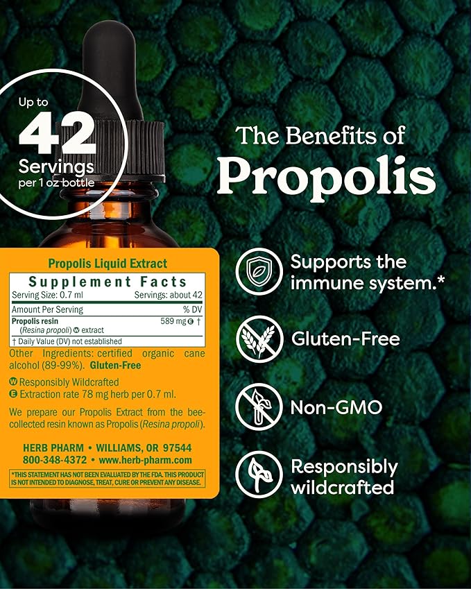Herb Pharm Propolis Extract for Immune System Support - 1 Ounce