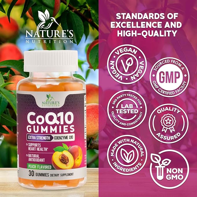 CoQ10 100mg Gummies - Coenzyme Q10 Supplement, CoQ10 Gummies Antioxidant for Heart Health Support & Energy Production, High Absorption Coenzyme Q10 Gummy Supplements - 30 Count Coenzyme Q10 Vitamins