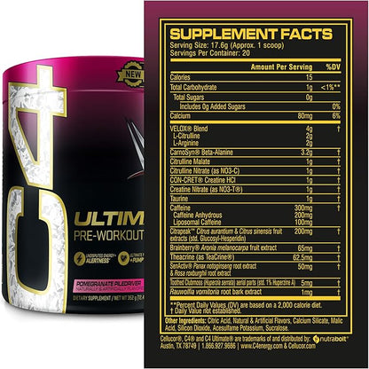 Cellucor C4 Ultimate x WWE Pre Workout Powder Pomegranate PileDriver - Sugar Free Preworkout Energy Supplement for Men & Women - 300mg Caffeine + 3.2g Beta Alanine + Patented Creatines - 20 Servings