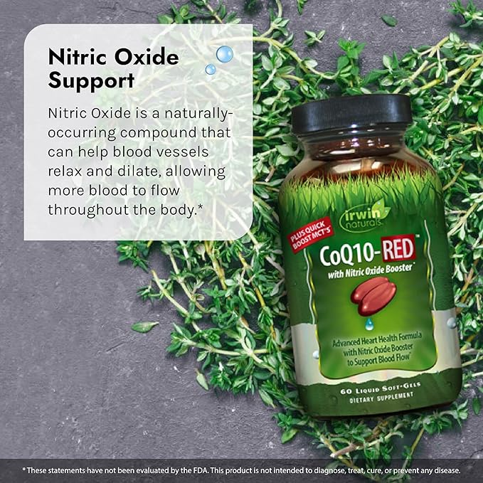 Irwin Naturals CoQ10-RED - 60 Liquid Soft-Gels, Pack of 2 - Advanced Heart Health Support with Nitric Oxide Booster to Support Blood Flow - 60 Total Servings