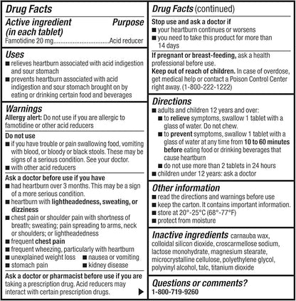 GoodSense Maximum Strength Famotidine Tablets, 20 mg, Acid Reducer for Heartburn Relief