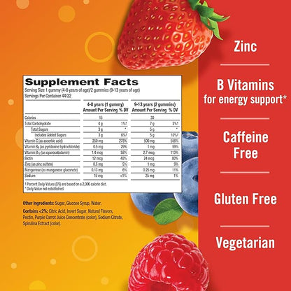Emergen-C Kidz Daily Immune Support Dietary Supplements, Flavored Gummies with Vitamin C and B Vitamins for Immune Support, Berry Bash - 44 Count