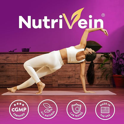 Nutrivein Premium Resveratrol 1450mg - 120 Caps: Pure Resveratrol Supplement Enhanced with Green Tea Leaf & Acai Berry - Aging, Defenses, Brain, and Joint Support