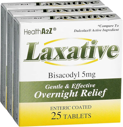 HealthA2Z Laxative Bisacodyl 5mg | Gentle and Fast Overnight Relief for Constipation (75 cout (Pack of 3))