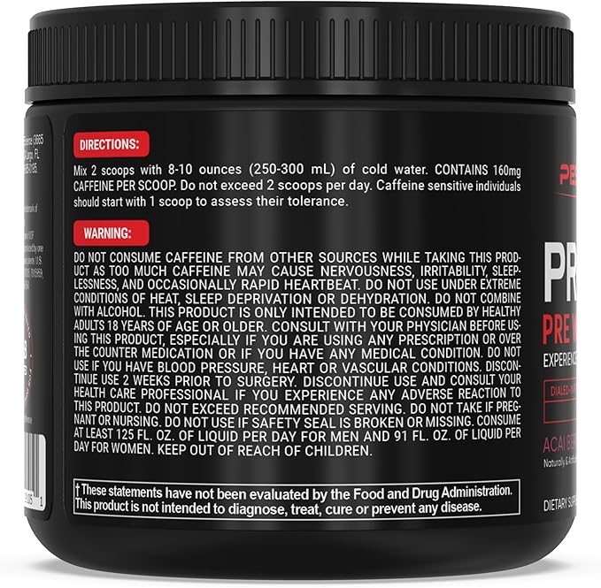 PEScience Prolific Energy Pre Workout – L Citrulline for Nitric Oxide, Rhodiola & CDP Choline Nootropic for Focus – Preworkout for Men & Women – 40 Scoops, Acai Berry Punch