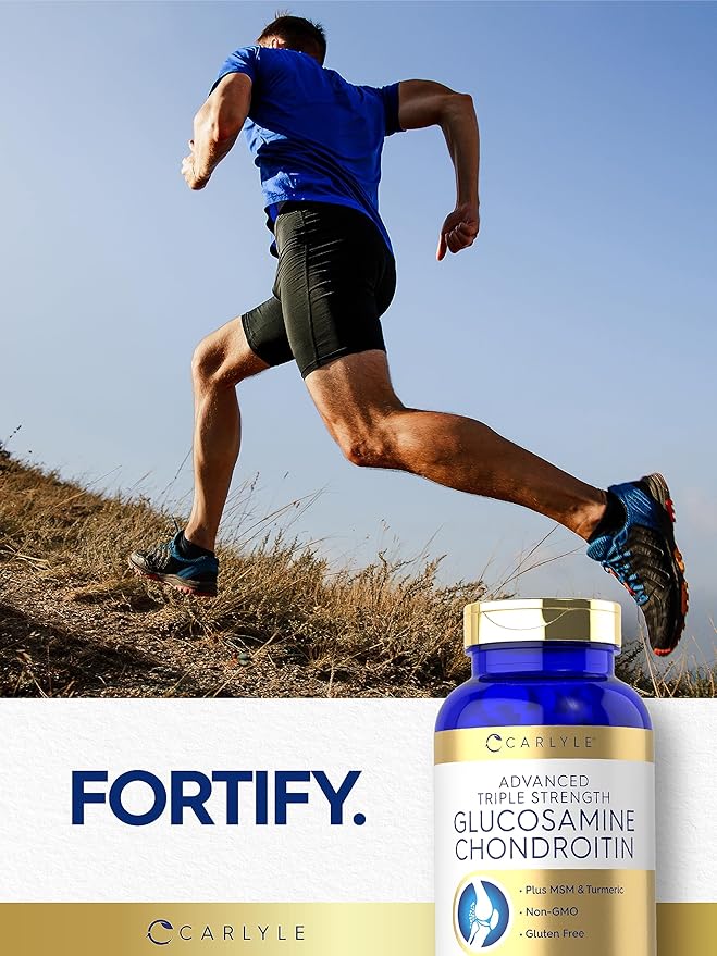 Carlyle Glucosamine Chondroitin MSM Turmeric | 4050 mg | 200 Count | Advanced Triple Strength Supplement | Non-GMO & Gluten Free