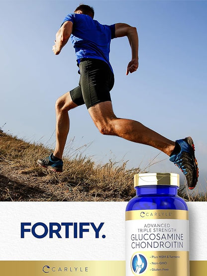 Carlyle Glucosamine Chondroitin MSM Turmeric | 4050 mg | 200 Count | Advanced Triple Strength Supplement | Non-GMO & Gluten Free