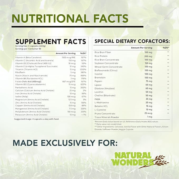 Natural Wonders Life Mate – Multivitamin Supplement | Prenatal Multi-Vitamins for Women with Nutritional and Immune Support | Energy Supplements for Men & Women (120 Capsules)