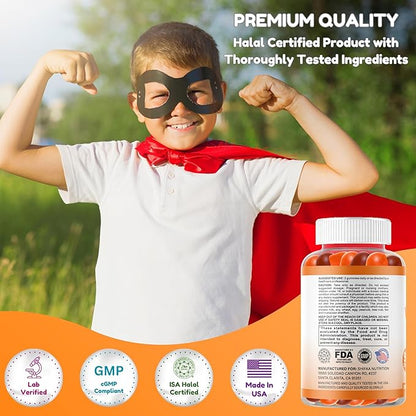 Vegetarian Vitamin D3 Gummies for Adults & Kids | 45-90 Servings, 2,000IU / 1,000IU | Non-GMO, Gluten-Free, Gelatin-Free | Supports Bones, Muscles & Immune System Halal Vitamins