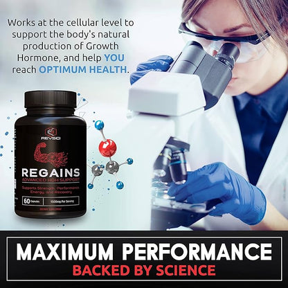 HGH Supplements for Men & Women - REVSCI Regains Starter Pack, HGH Human Growth Hormone Supplements for Men, Anabolic Muscle Builder for Men, Muscle Recovery Post Workout Supplement, 30 Protein Pills
