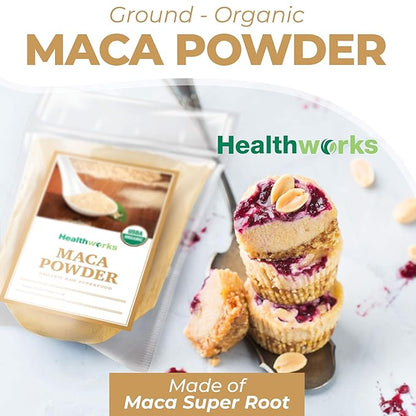 Healthworks Superfoods Organic Maca Powder Raw - 32 Oz / 2 Lbs - Certified Organic Flour Use - Keto, Vegan & Non-GMO - Premium Peruvian Origin - Breakfast, Smoothies, Baking & Coffee - Antioxidant
