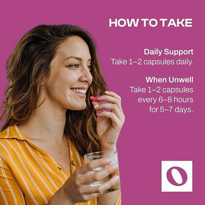 Echinacea Immune Support Supplement, Infused with Elderberry, Vitamin C, Propolis and Beta Glucans, Immune Booster Vitamins and Supplements for Adults, 60 Vegan Echinacea Capsules