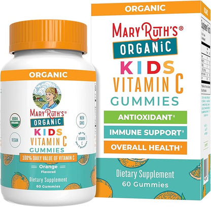 MaryRuth Organics Kids Vitamin C Gummies | Supplement for Immune Support & Overall Health | Vitamin C for Kids Ages 4+ | USDA Organic | Vegan | Non-GMO | 60 Servings