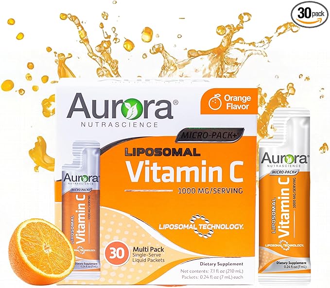 Aurora Nutrascience Micro-Pack Liposomal Vitamin C, Immune Support, 1,000 mg Per Serving, Gluten Free, Non-GMO, 30 Single Serve Packets, 21.7 oz