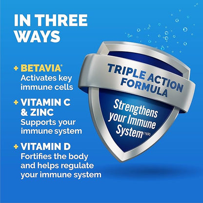Emergen-C Immune+ Triple Action Immune Support Powder, BetaVia (R), 1000mg Vitamin C, B Vitamins, Vitamin D and Antioxidants, Super Orange – 30 Count (Pack of 1)