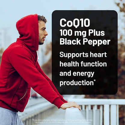 NatureWise CoQ10 100mg + Black Pepper Softgels - High Absorption Coenzyme Q10 + Black Pepper - Antioxidant for Heart Health + Cellular Energy - Vegan, Non-GMO, Gluten-Free - 200 Count[200-Day Supply]
