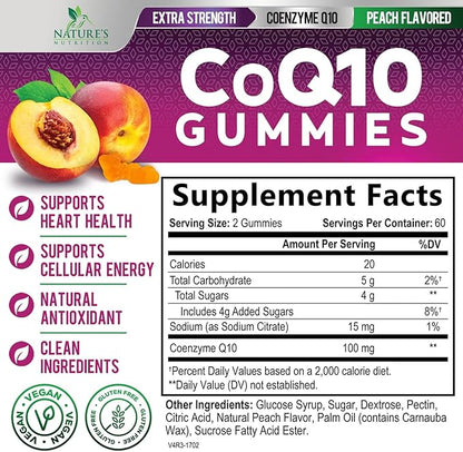 CoQ10 100mg Gummies - Coenzyme Q10 Supplement, CoQ10 Gummies Antioxidant for Heart Health Support & Energy Production, High Absorption Coenzyme Q10 Gummy Supplements - 120 Count Coenzyme Q10 Vitamins