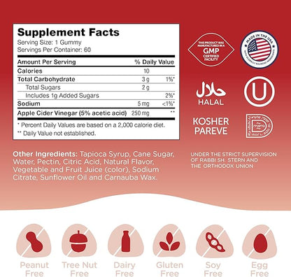 Zahler - Apple Cider Vinegar Gummies - Kosher & Delicious ACV Gummies for Women & Men - Detox Support & Cleanse - Gut Health & Metabolism Support - 60 Pineapple Flavored Gummies.