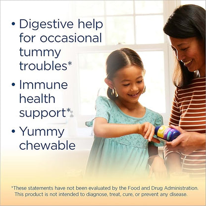 Renew Life Kids Probiotic Gummies, Supports Digestive & Immune Health, Prebiotics & Probiotics, Raspberry, 30 Gummies
