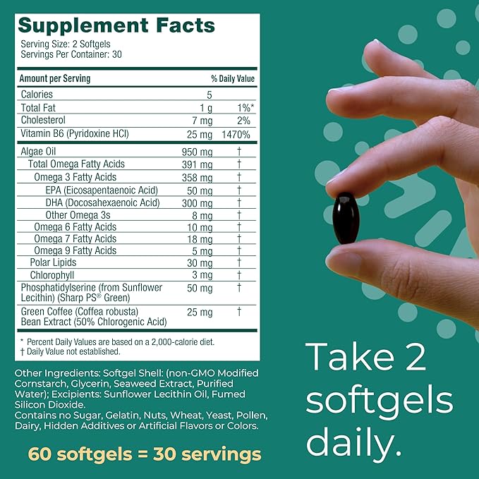 iwi life Brain Omega-3, 180 Softgels (90 Servings), Vegan Plant-Based Algae Omega-3 with EPA + DHA, Focus, Memory and Mood Support Dietary Supplement, Krill & Fish Oil Alternative, No Fishy Aftertaste