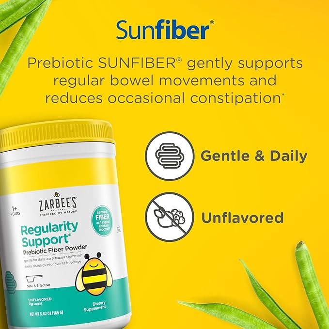 Zarbee's Children's Regularity Support* Prebiotic Fiber Powder, Flavorless Fiber Powder for Kids to Help Reduce Occasional Constipation*, Daily Fiber Supplement for Toddlers, 5.82 oz