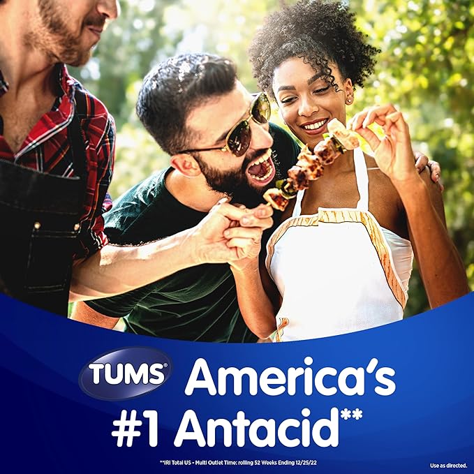 TUMS Gummy Bites Dietary Supplement for Occasional Heartburn Relief, Upset Stomach and Acid Indigestion, Great for a Summer BBQ - Cherry Berry Burst - 108 Count