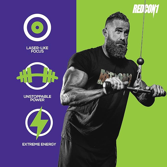 REDCON1 Total War Pre Workout Powder, Sour Gummy Bear - Fast Acting Caffeinated Preworkout for Men + Women with Beta Alanine - Contains Citrulline Malate for Increased Pump, Blood Flow (30 Servings)