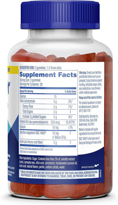 Florastor Digestive and Metabolic Support Probiotic Blend, Prebiotic and Probiotic Gummies for Multi-Action Digestive Health Care, with Vitamin B12, 56 Gummies