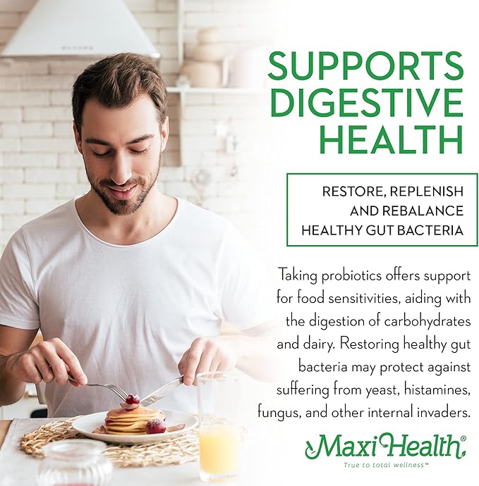 Maxi Health Probiotic Plus Ultimate Prebiotic Advanced Live Probiotics Formula - 50 Billion Live Active Probiotic - 15 Strains - Ultra Protection - Active Pro-50-60 Count