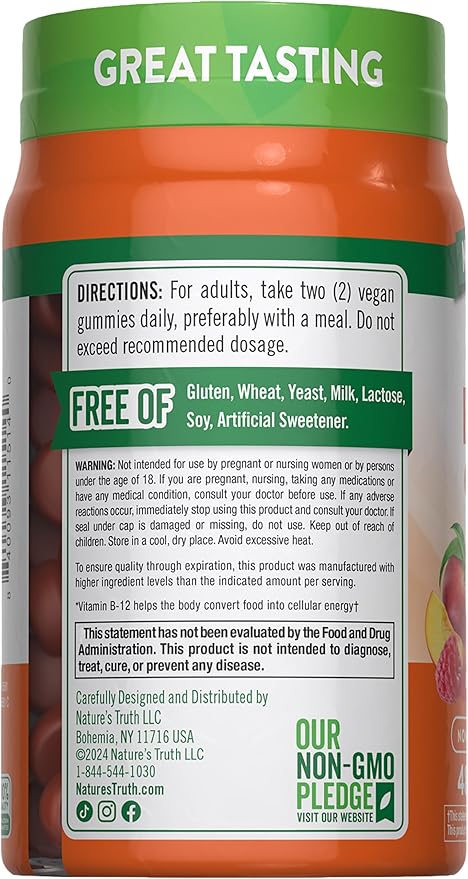 Nature's Truth Vitamin B Complex Gummies | 48 Count | with B-Vitamins, L-Carnitine & Ashwagandha | Vegan, Non-GMO & Gluten Free Supplement