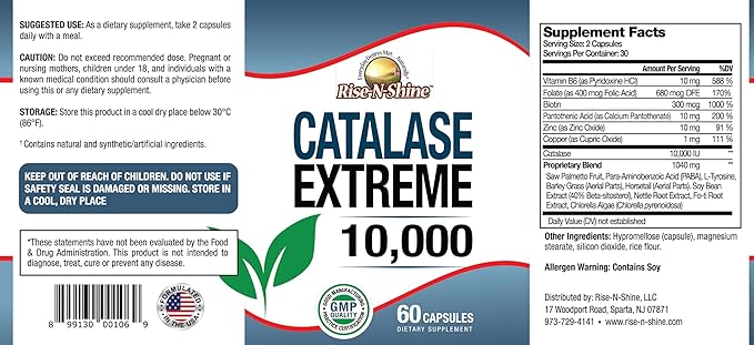 Catalase Extreme Supplement 10,000 - Supplement with Saw Palmetto, Biotin, Fo-Ti, PABA - Hair Supplements for Strong Hair Support- 180 Capsules - Pack of 3 (90-Day Supply)