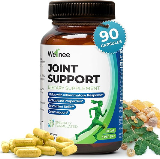 Joint Support Supplement - Glucosamine Chondroitin MSM, Boswellia & Turmeric - Relieves Joint Discomfort & Supports Flexibility - Wellknee Joint Support - 90 Capsules, 30 Servings