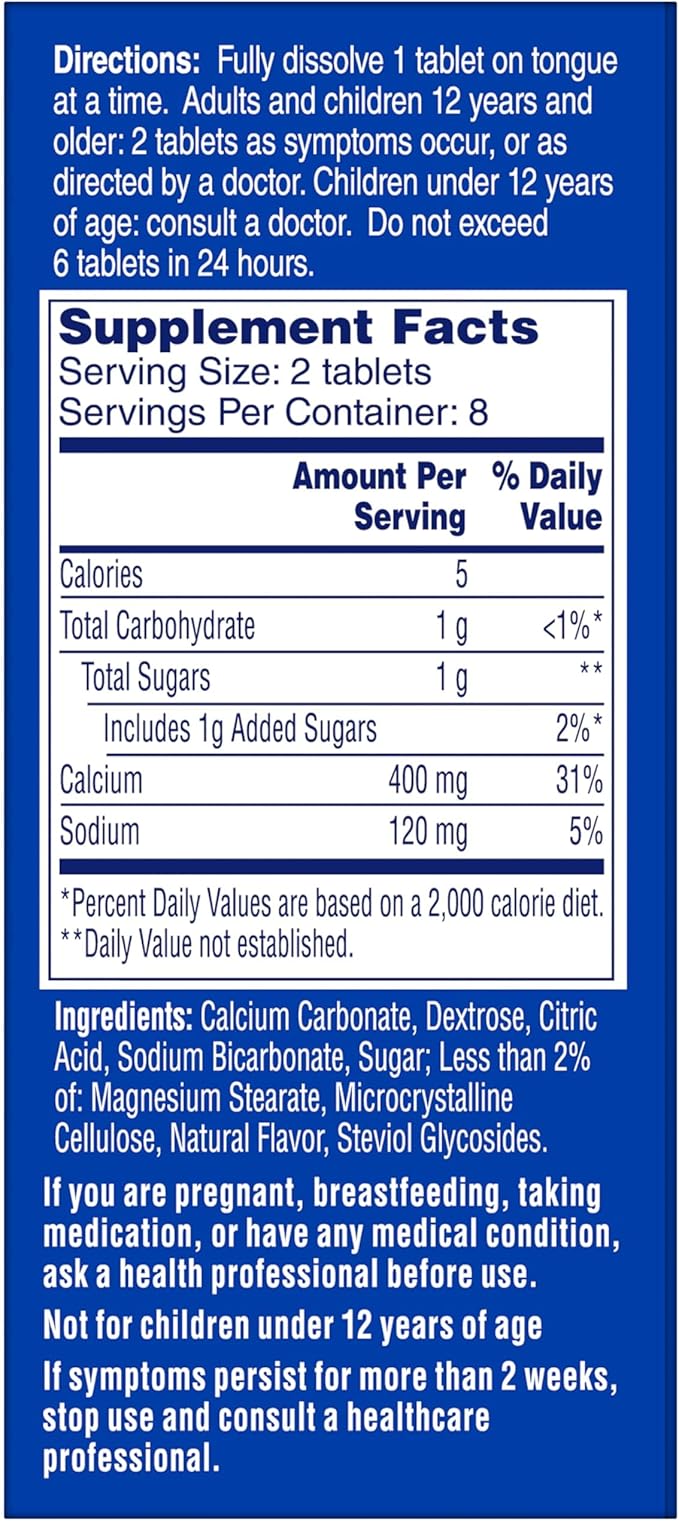 Alka-Seltzer Fizzy Melts, Dissolve on Tongue, No Water Needed, On-The-Go Dietary Supplement Antacid Tablets, for Relief of Occasional Heartburn and Acid Indigestion*, Orange Flavor, 64 Count