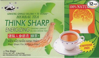 Tai Chi Think Sharp Energizing Tea (Ginseng Ginkgo Biloba) 12 Bags
