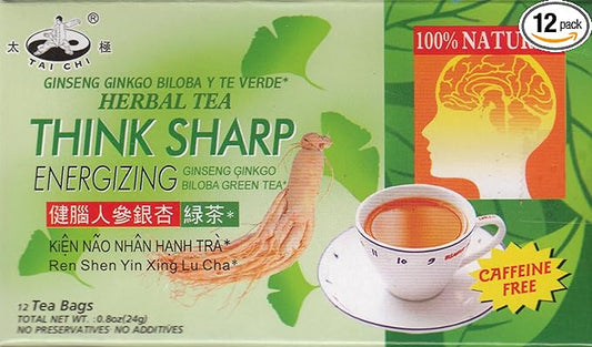 Tai Chi Think Sharp Energizing Tea (Ginseng Ginkgo Biloba) 12 Bags