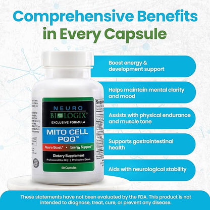 Mito Cell PQQ Supplement for Optimal Mitochondrial Support - Pyrroloquinoline Quinone Supplement to Promote Enhanced Energy & Performance & Cognitive Function - with CoQ10, NADH, Vitamin C & More