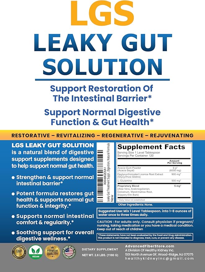Leaky Gut Repair w/L Glutamine & Prebiotics- Gut Restore, Leaky Gut Health Powder- Leaky Gut Repair Supplements for IBS, Digestive Restoration & Gut Lining Support- Includes Guthealth Assist Book